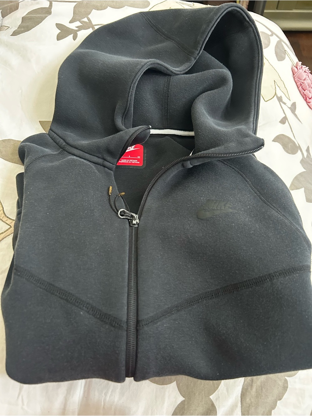 Nike Tech Black Hooded Full-Zip Sweatshirt